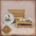 Set Banc et Table bambou, ainsi que le Service à thé motif vert