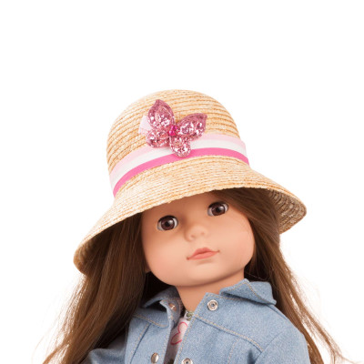 Natural straw hat for 46-50 Cm Doll